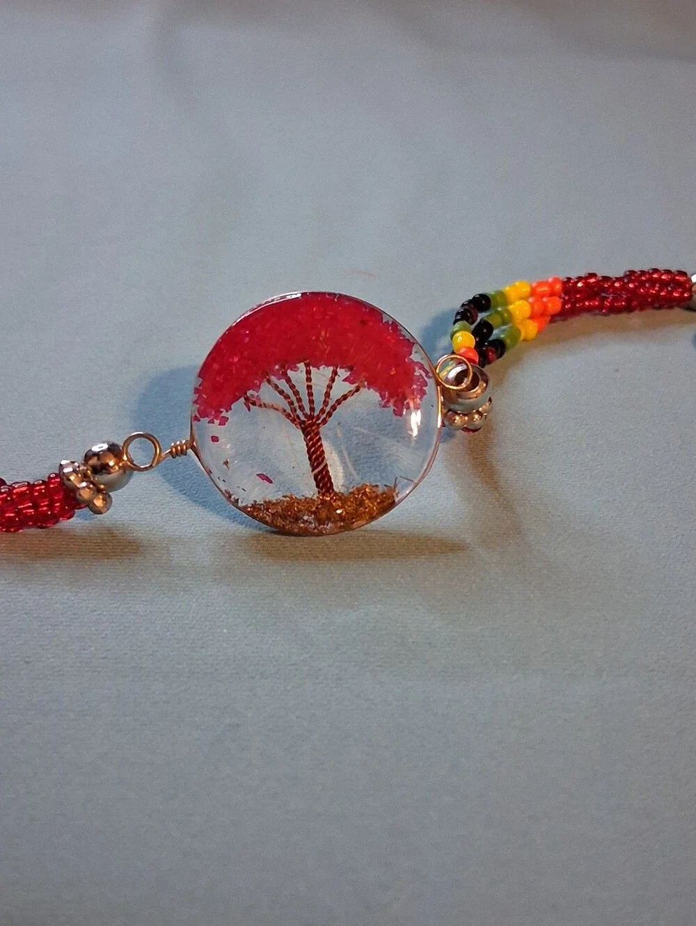 NEW! Red Tree of Life Glass Beaded Bracelet